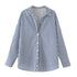 HXAO 2025 Shirts Blouses New Long Striped Shirt Women Long Sleeve Casual Shirts Large Tops Summer Plain Button Up Shirts 088