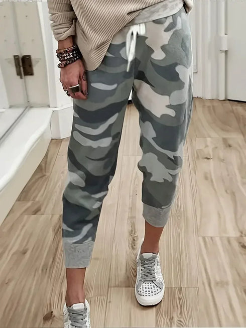 Plus Size Camouflage Print Jogger Pants for Women