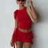 Weird Puss Women 2-Piece Pleated Mini Skirt & Tank Top Set
