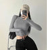 Womens Long Sleeve Turtleneck Ribbed Crop Top Sexy Casual