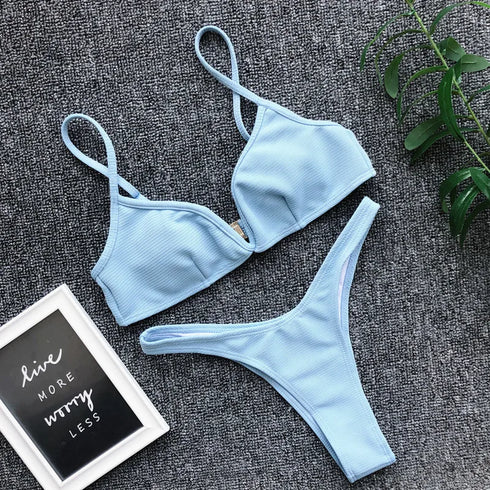 Women's V-Neck Push Up Bikini Set