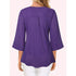 Plus Size V-Neck Casual Ruffle Edge 3/4 Sleeve Top