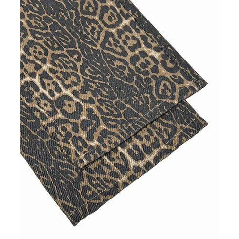 Slim Fit Leopard Print Thermal Jeans for Women