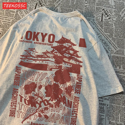 Tokyo Sakura Print Oversized Women's T-Shirt