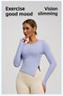 Long Sleeve O-Neck Yoga Top in Solid Colours