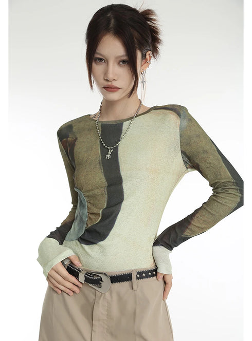 Karrcat Cyber Y2k Tops Japanese Harajuku Patchwork T-shirt Grunge Gradient Print Crop Tops Korean Fashion Chic Streetwear 00s