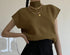 Solid Stand-up Collar Knitted Blouse Vest