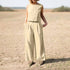 Women's Cotton Linen Sleeveless Top and Wide Leg Pants Set