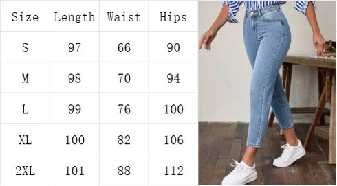 High Waist Straight Leg Denim Pants for Women
