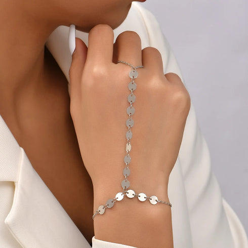 Creative Gold Chain Bracelet Finger Rings for Women