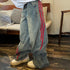 Korean Style Women's Wide Leg Jeans with Side Stripes