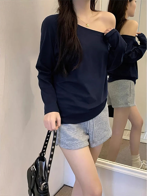 One Shoulder Long Sleeve Casual Top for Women