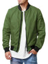 Men's Solid Colour Bomber Jacket - Casual Slim Fit
