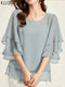 ZANZEA Women's Chiffon Blouse with Ruffled Detail
