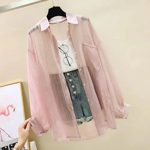 Chiffon Loose Top for Women - Casual Cardigan