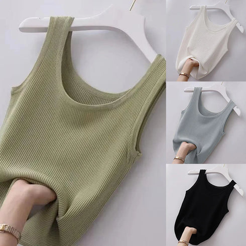 Summer Knit Sleeveless Camisole in Black, White, Grey, Green