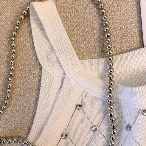 Rhinestone Eyelet Spaghetti Strap Cami Top