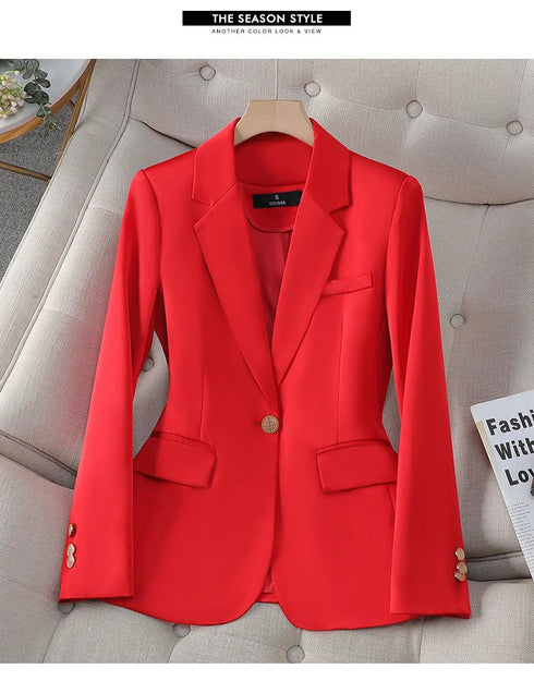 Red Slim Fit Blazer for Women
