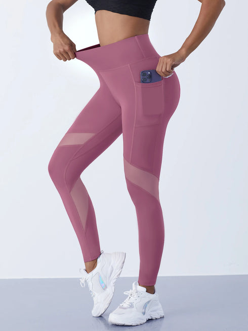 Women's High Waist Mesh Splicing Leggings