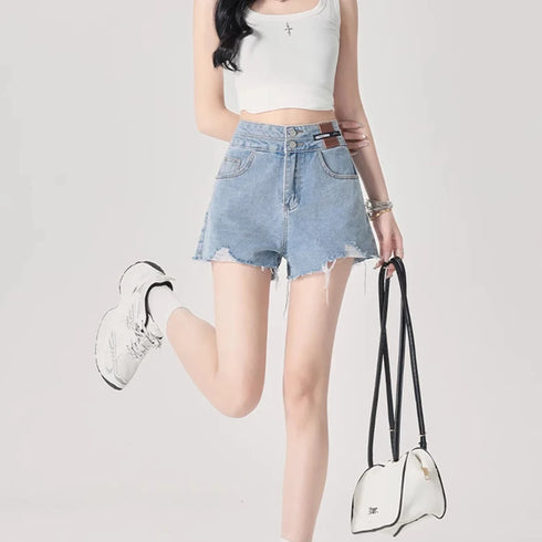 Chic High Waist Denim Shorts for Women