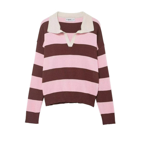 Casual Striped Knitted Pullover Sweater