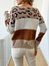 Leopard Print Contrast Pullover Sweater