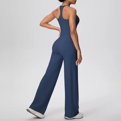 Backless Yoga Set with Wide Leg Pants