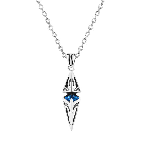 Stylish Blue Stone Geometric Pendant Necklace