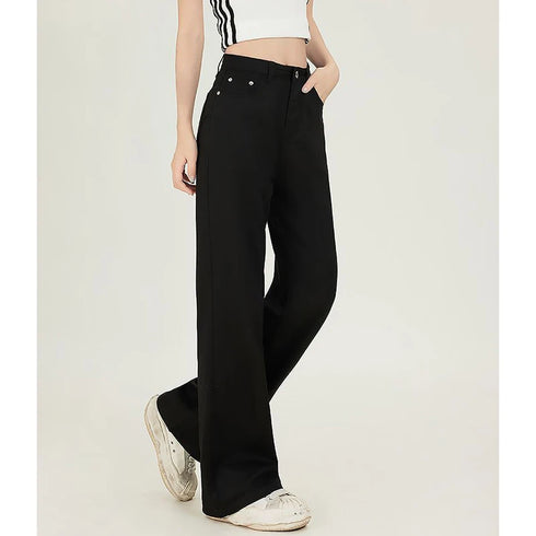 High Waist Loose Fit Denim Trousers for Women