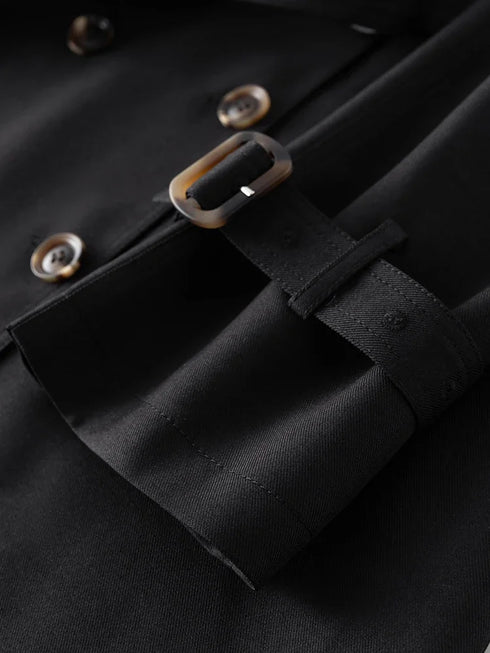 Classic Double-Breasted Mid-Length Trench Coat for Women