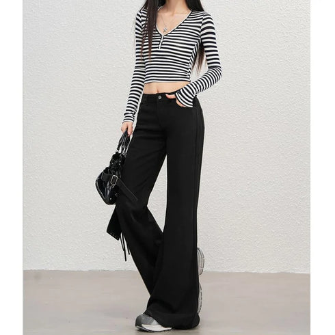 Women's High Waist Wide Leg Denim Trousers