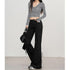 Women's High Waist Wide Leg Denim Trousers