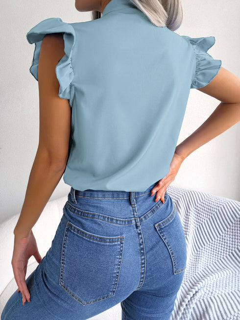 Women's Ruffle Short Sleeve Chiffon Blouse