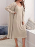Khaki Plus Size Woven Casual Set for Women