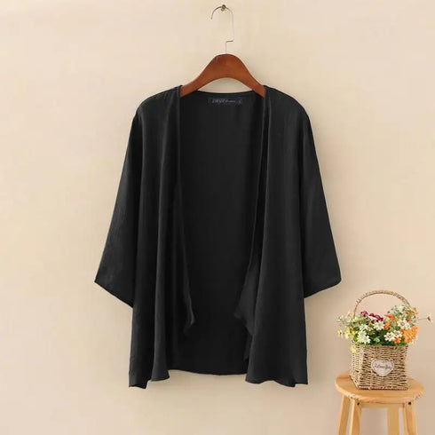 2023 ZANZEA Summer Fashion Cardigan Women 3/4 Sleeve Solid Blouse Casual Holiday Beach Holiday Kimonos Open Front Shirt Blusas