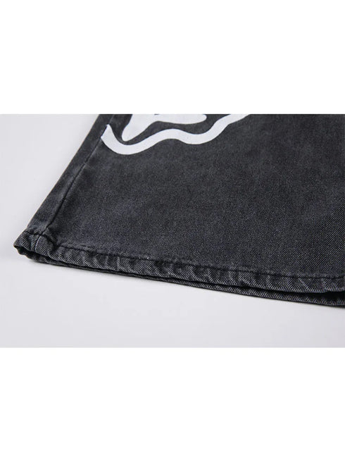 Black Loose Fit Wide Leg Denim Jeans