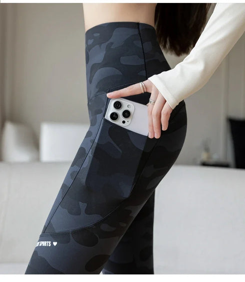 High Waist Camo Leggings with Pockets