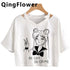 Kawaii Anime Cartoon Tee for Women - V-Neck Short Sleeve Top