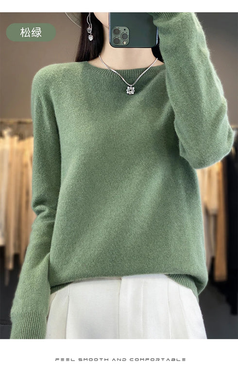 100% Merino Wool Long Sleeve Sweater for Women