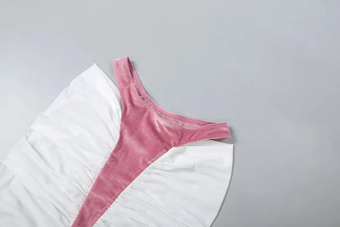 Velvet Cross Kink Tank Top & Ruched Long Skirt Set