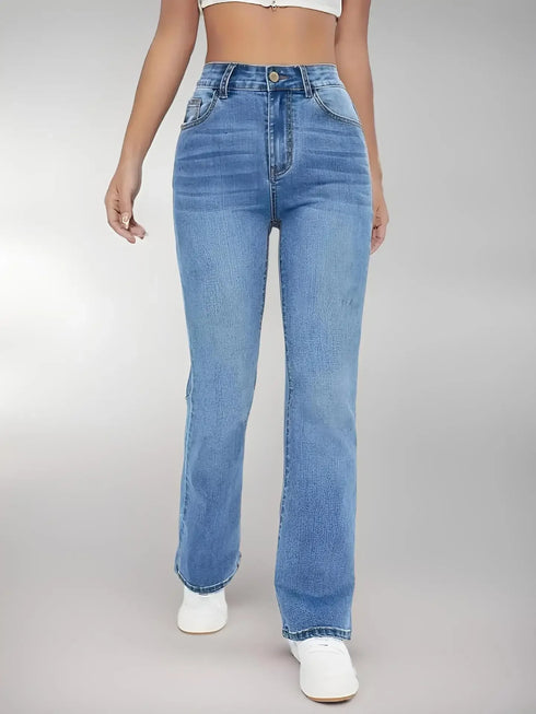 Women's High Waist Flare Jeans in Blue