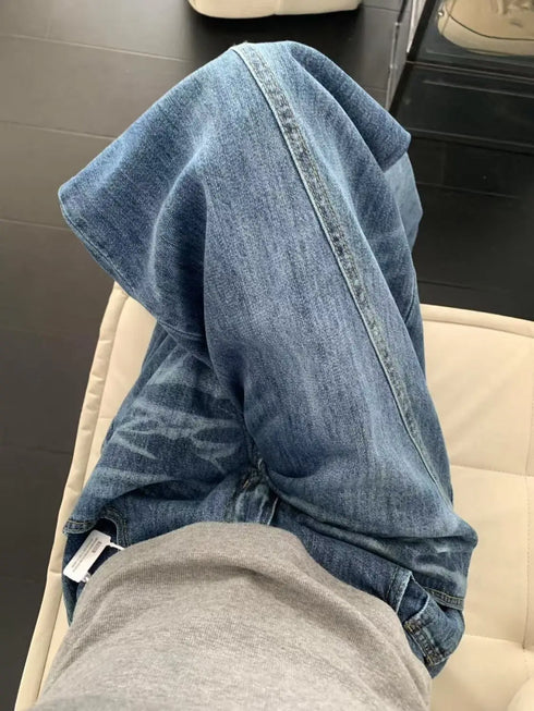 Vintage Curved Hem Wide Leg Jeans for Women