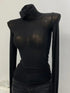 Turtleneck Long Sleeve Women's Top - See-Through Style