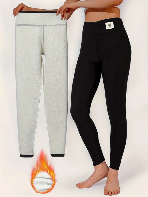 High Waist Fleece-Lined Warm Leggings for Women