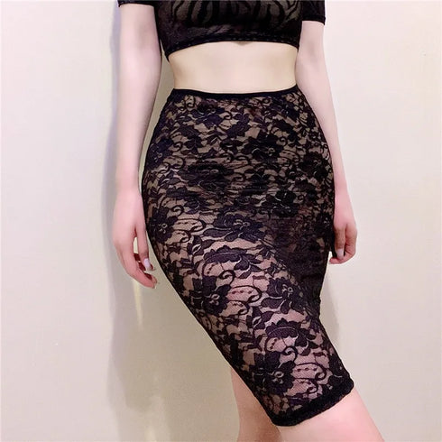 Black Wrap Mini Pencil Skirt for Women