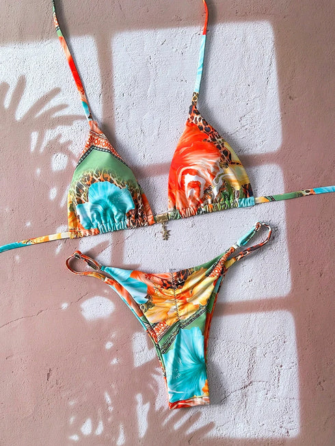 Leopard Print Push Up Bikini Set for Women