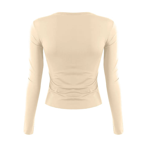 Womens Long Sleeve Bodycon Crop Top - Solid Colours