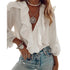 Loose Ruffled V-Neck Chiffon Blouse for Women