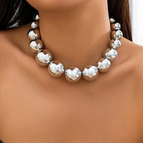 Exaggerated Goth Big Ball Bead Choker Necklace