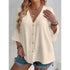 Women's Plus-size T-shirt Solid Color Breathable Spring/summer V-neck Button Travel Casual Wear with European and American Style